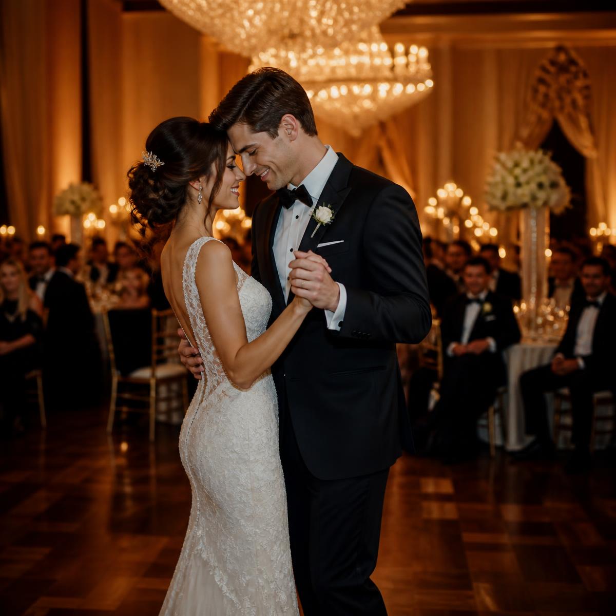 Bride and groom dancing their wedding first dance